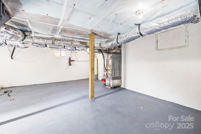 basement with heating unit