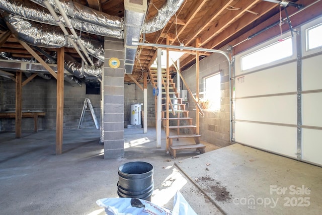 garage featuring gas water heater