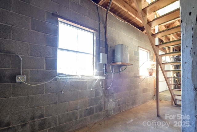 basement with a healthy amount of sunlight