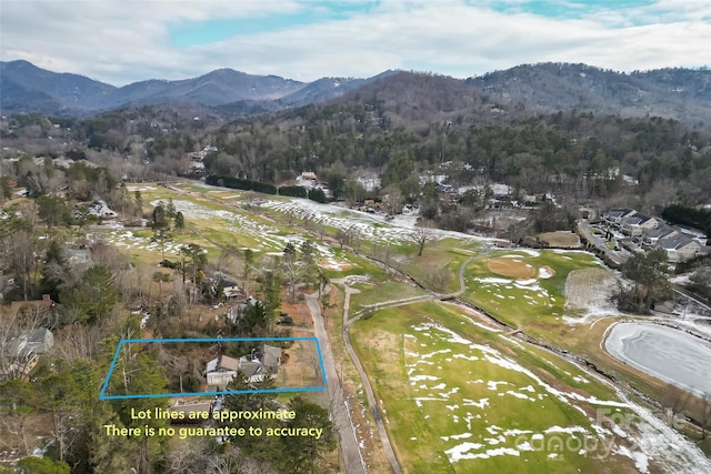 birds eye view of property featuring a mountain view