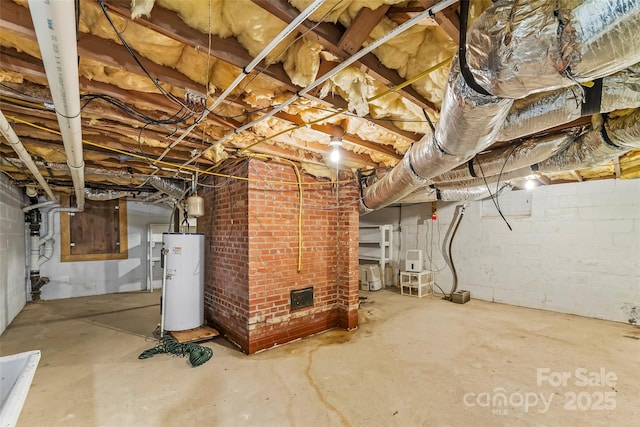 basement with water heater