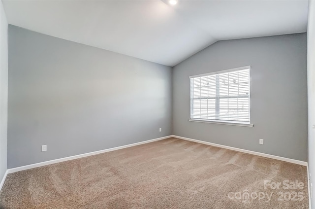 spare room with lofted ceiling and carpet floors