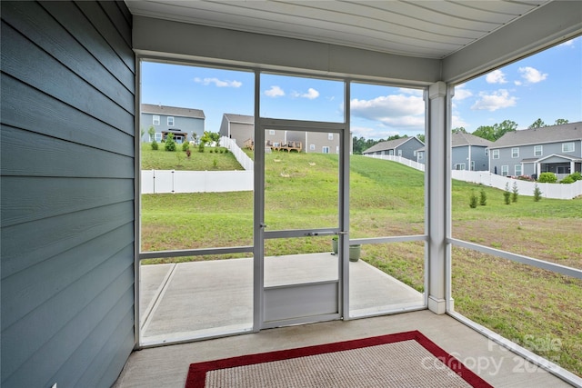 view of unfurnished sunroom