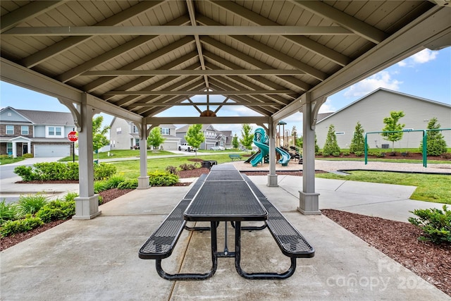 view of patio / terrace featuring a playground