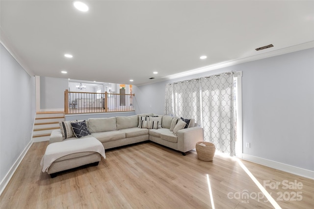 living room featuring light hardwood / wood-style floors