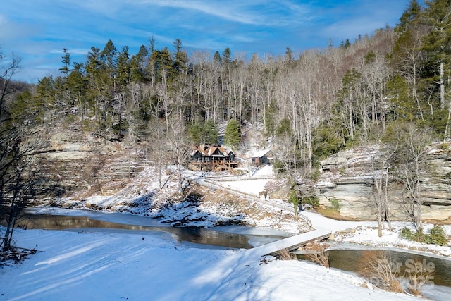 view of snow covered land