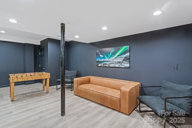 living room featuring light hardwood / wood-style flooring