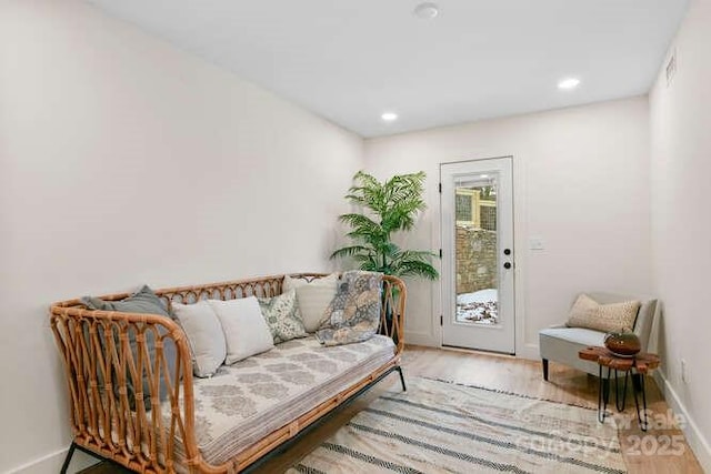 living area featuring light wood-type flooring