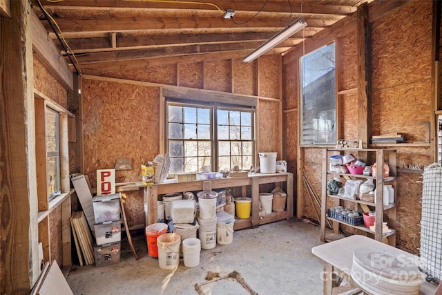 misc room with vaulted ceiling