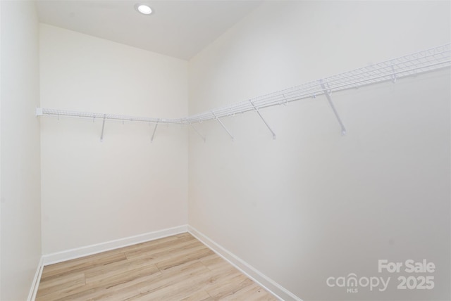 spacious closet featuring hardwood / wood-style flooring