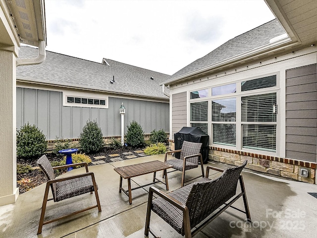 view of patio / terrace with a grill and outdoor lounge area