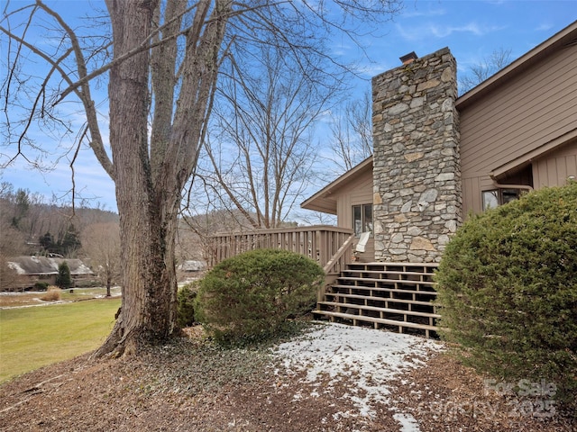 view of yard featuring a wooden deck