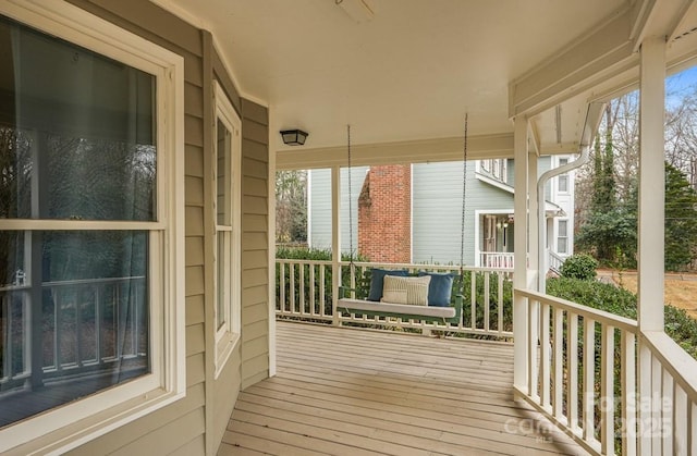 wooden deck featuring a porch