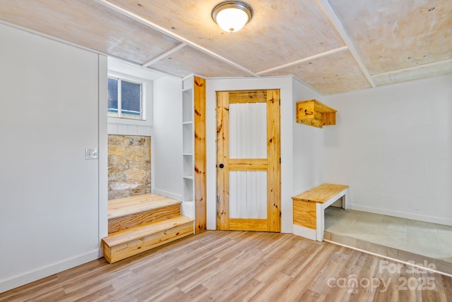 interior space with light hardwood / wood-style flooring