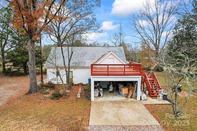 view of front of home with a wooden deck