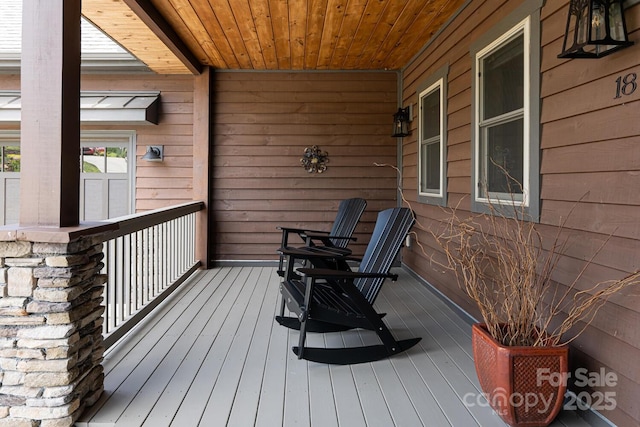 deck featuring a porch