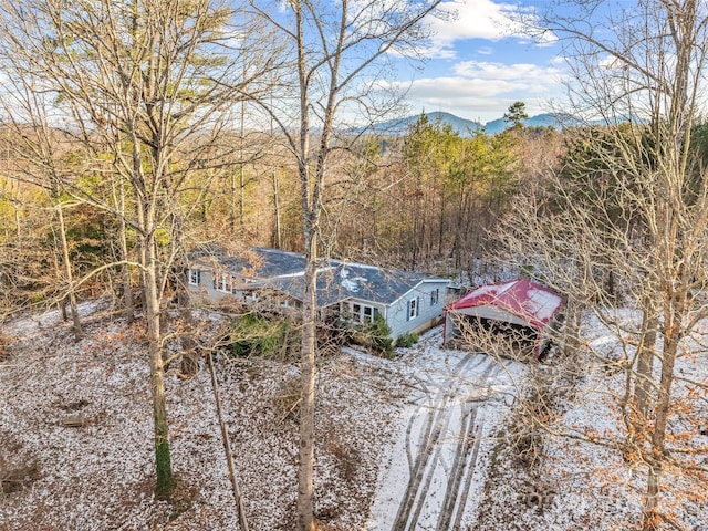 bird's eye view featuring a mountain view