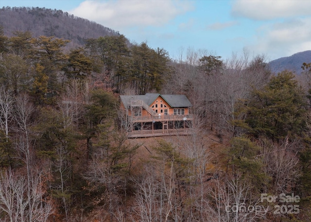 rear view of house featuring a mountain view