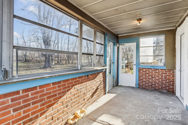 view of unfurnished sunroom