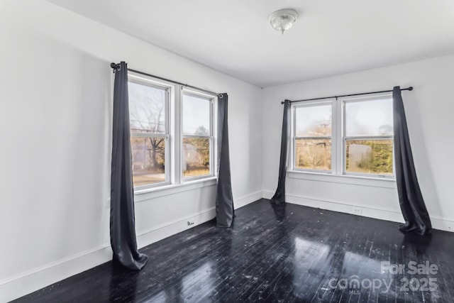 empty room with dark wood-type flooring