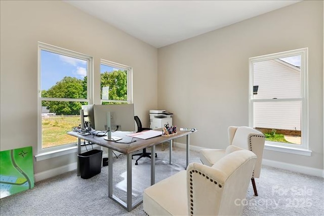 office area with light carpet