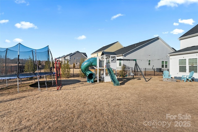 view of playground featuring a trampoline