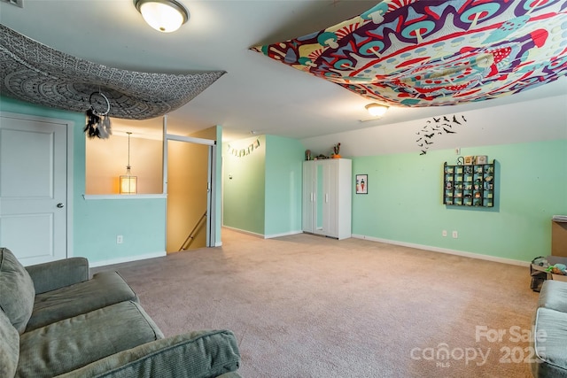 living room with light carpet