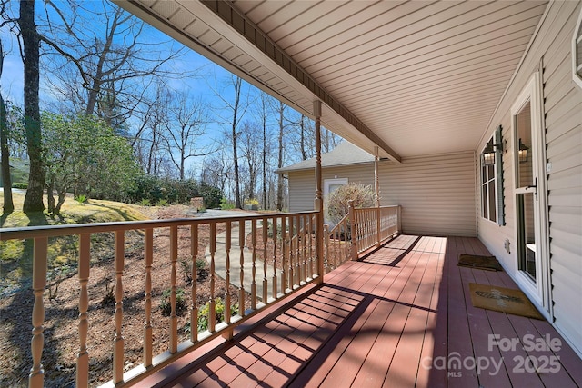 deck featuring a porch