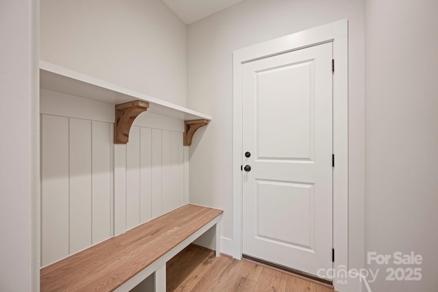 mudroom featuring light wood finished floors