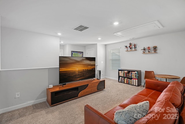 living room with carpet floors