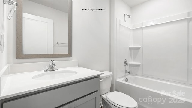 full bathroom with toilet, shower / bath combination, and vanity