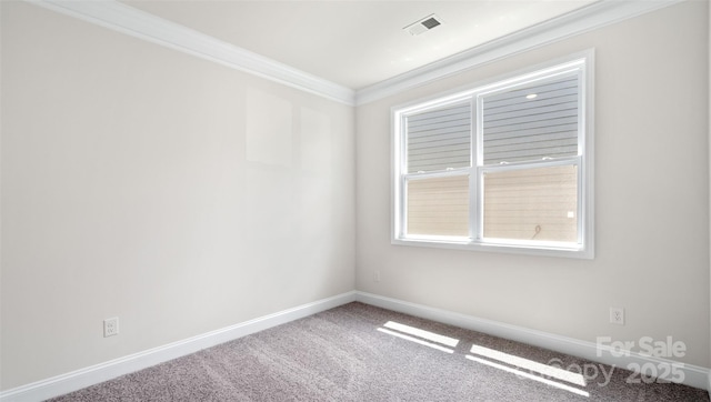 carpeted empty room with crown molding