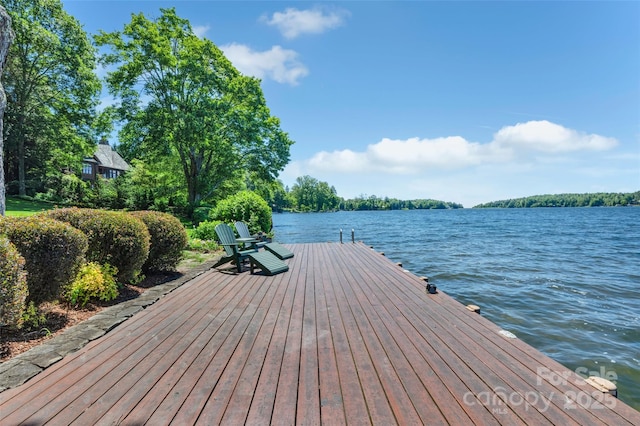 view of dock featuring a water view