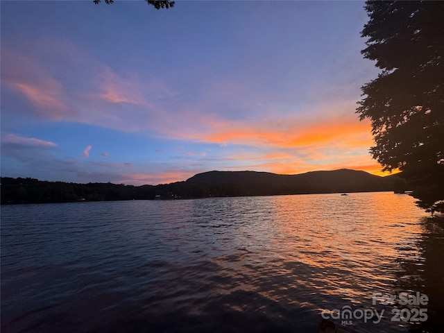 property view of water featuring a mountain view