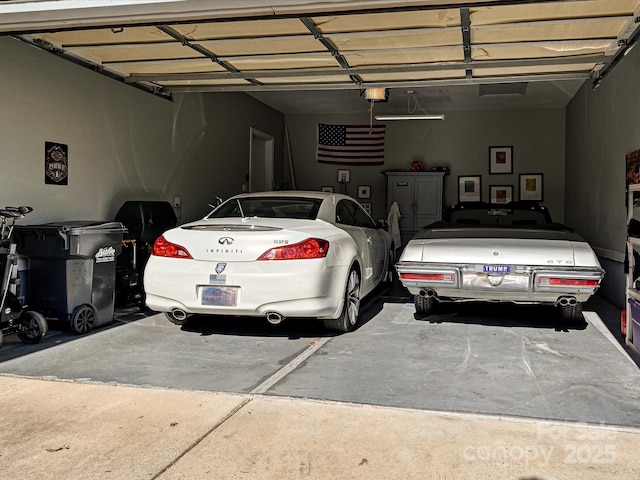 garage with a garage door opener