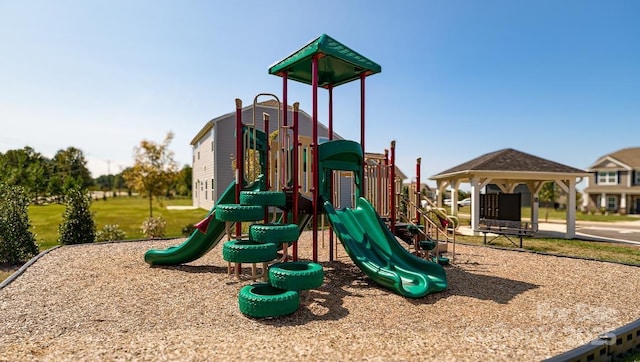 view of playground with a gazebo