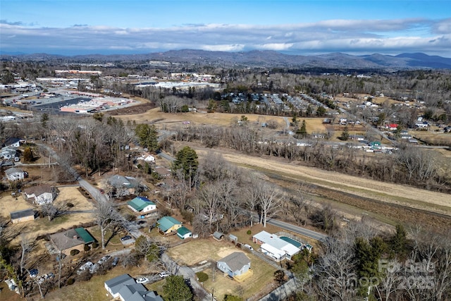 aerial view with a mountain view