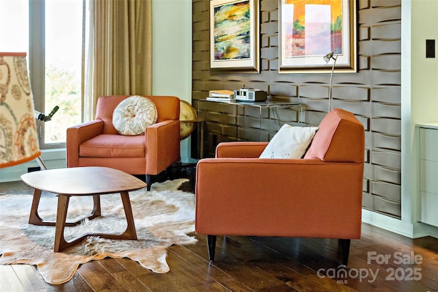 living area featuring dark hardwood / wood-style floors