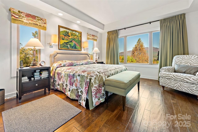 bedroom featuring dark hardwood / wood-style floors