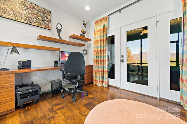 office featuring dark hardwood / wood-style flooring