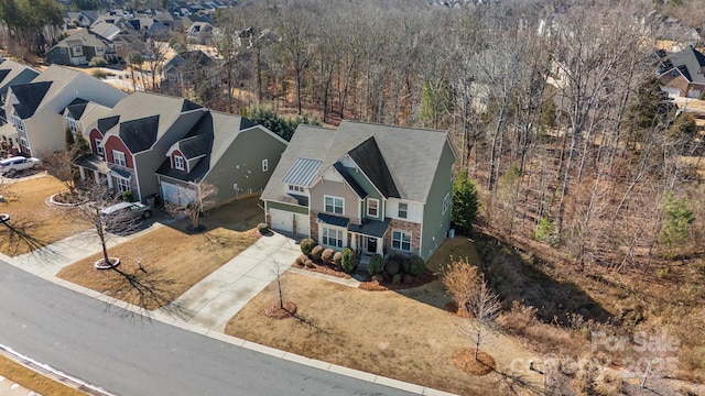 aerial view with a residential view