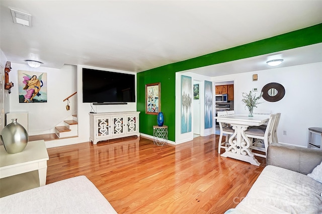 living room featuring light hardwood / wood-style flooring