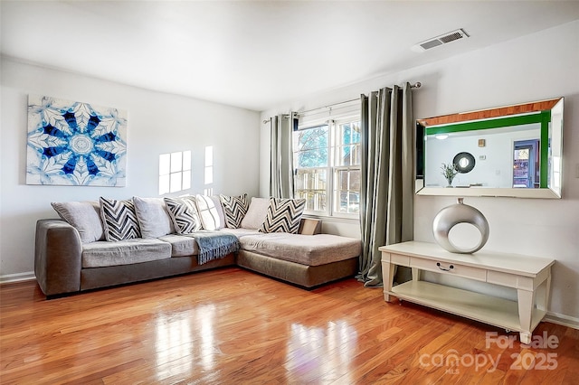 living room featuring light hardwood / wood-style flooring