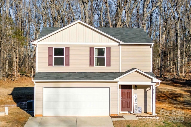 front facade with a garage