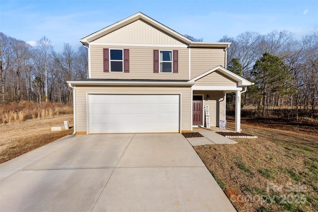 front of property featuring a garage