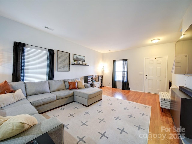 living room featuring light hardwood / wood-style floors