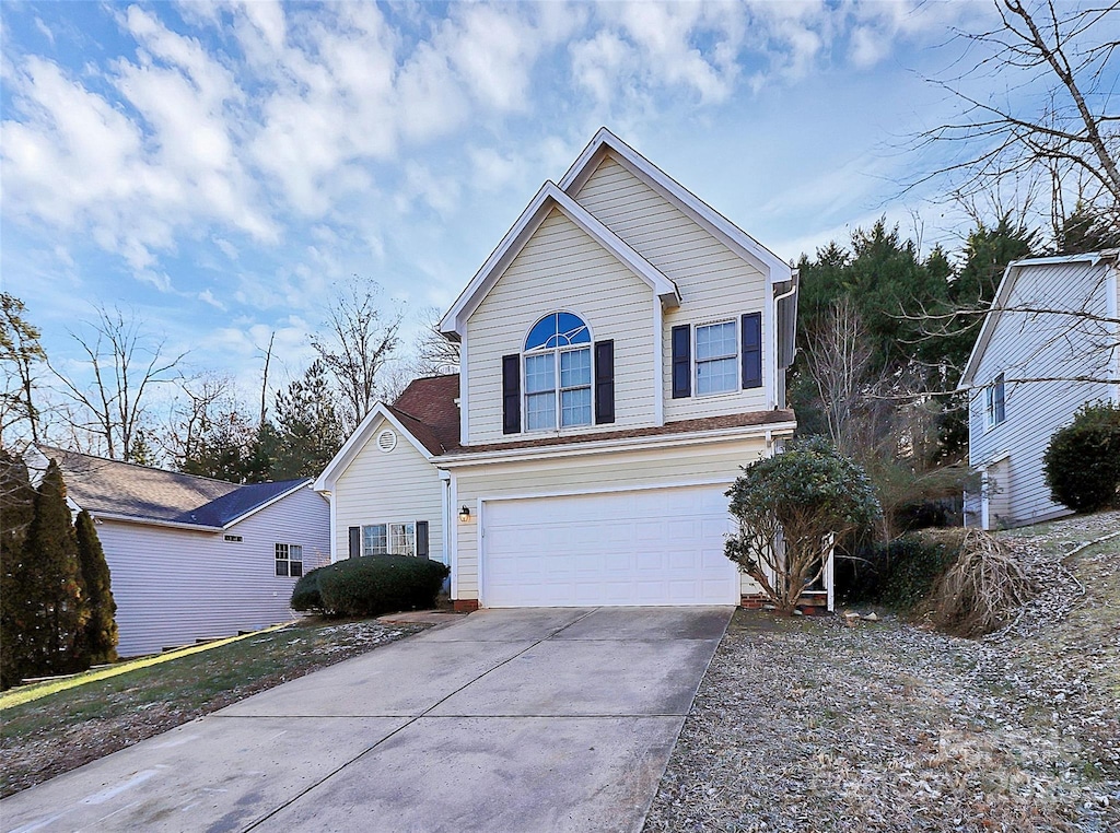 view of property featuring a garage