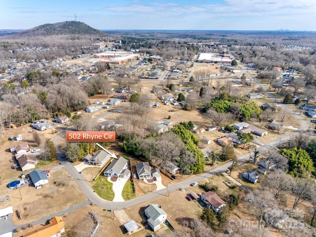 aerial view featuring a residential view and a mountain view