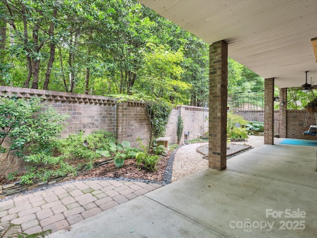 view of patio / terrace with ceiling fan