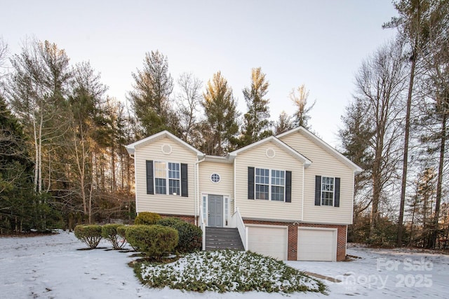 bi-level home with a garage